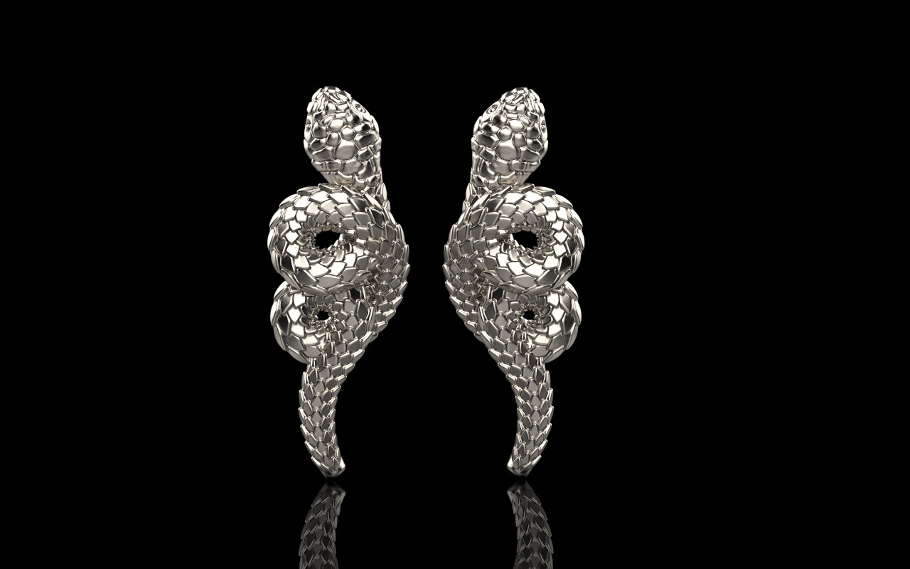 Snake earring model 1363 3D print model_10