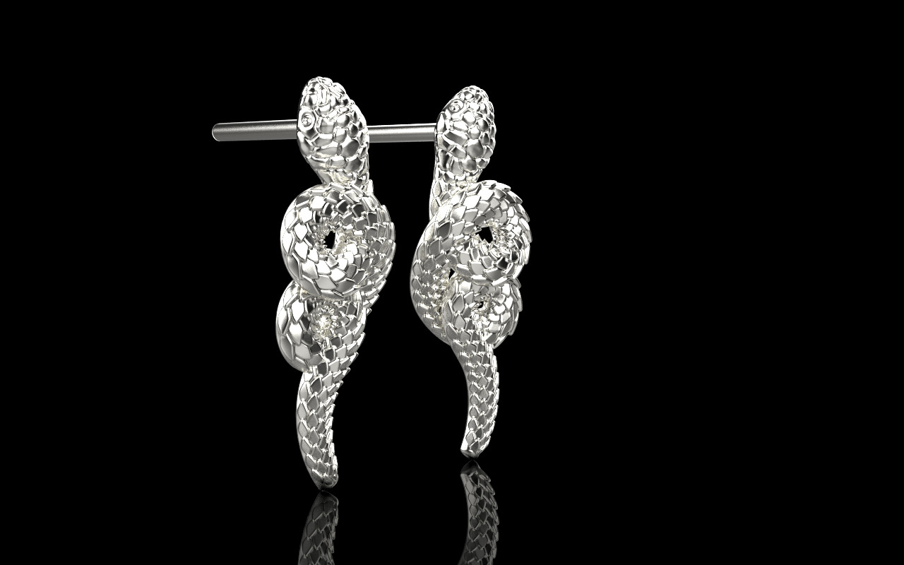 Snake earring model 1363 3D print model_18