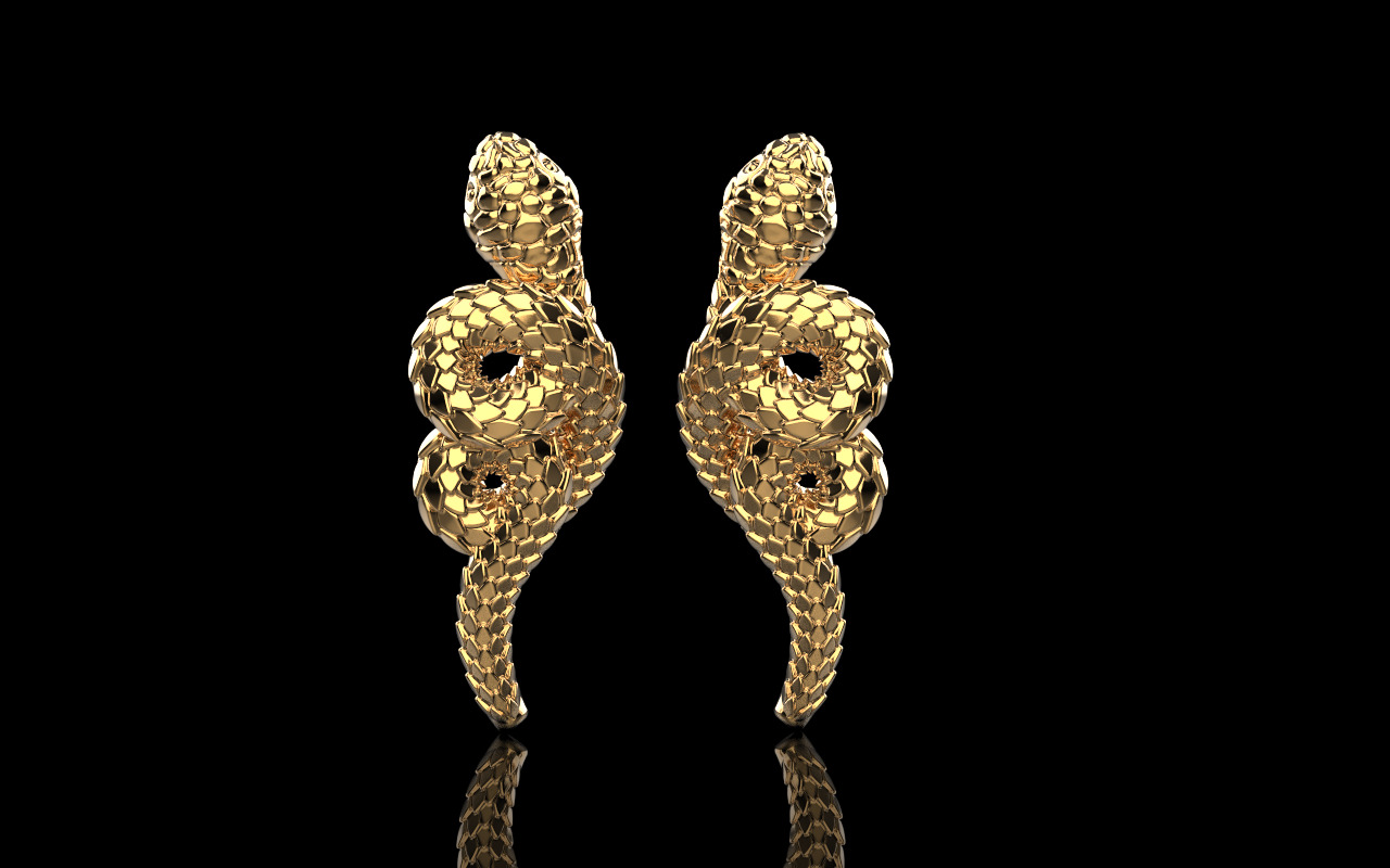 Snake earring model 1363 3D print model_9