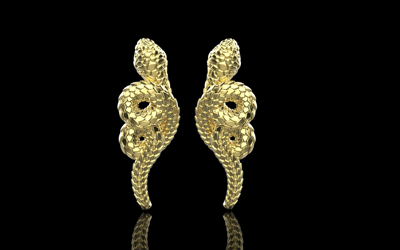 Snake earring model 1363 3D print model_8