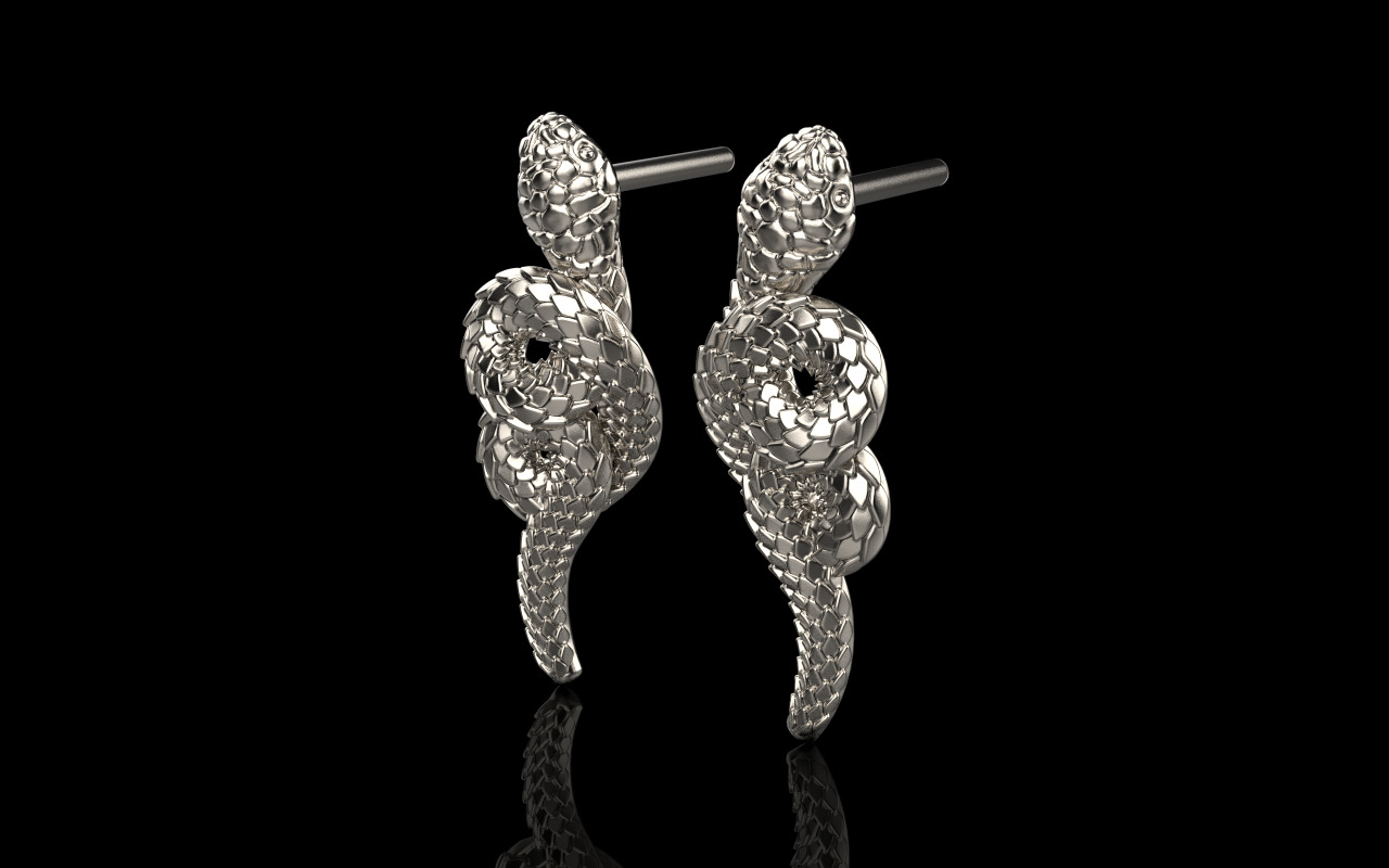 Snake earring model 1363 3D print model_22