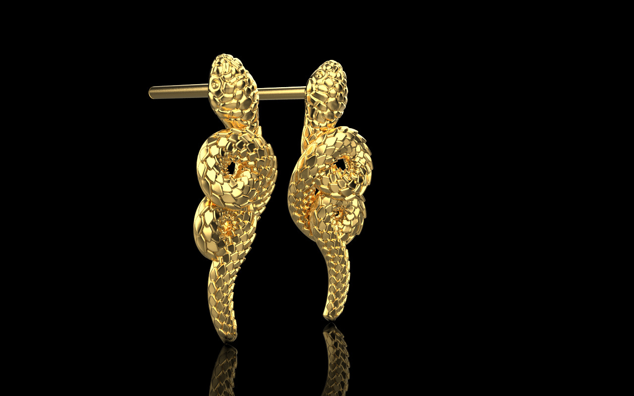 Snake earring model 1363 3D print model_13
