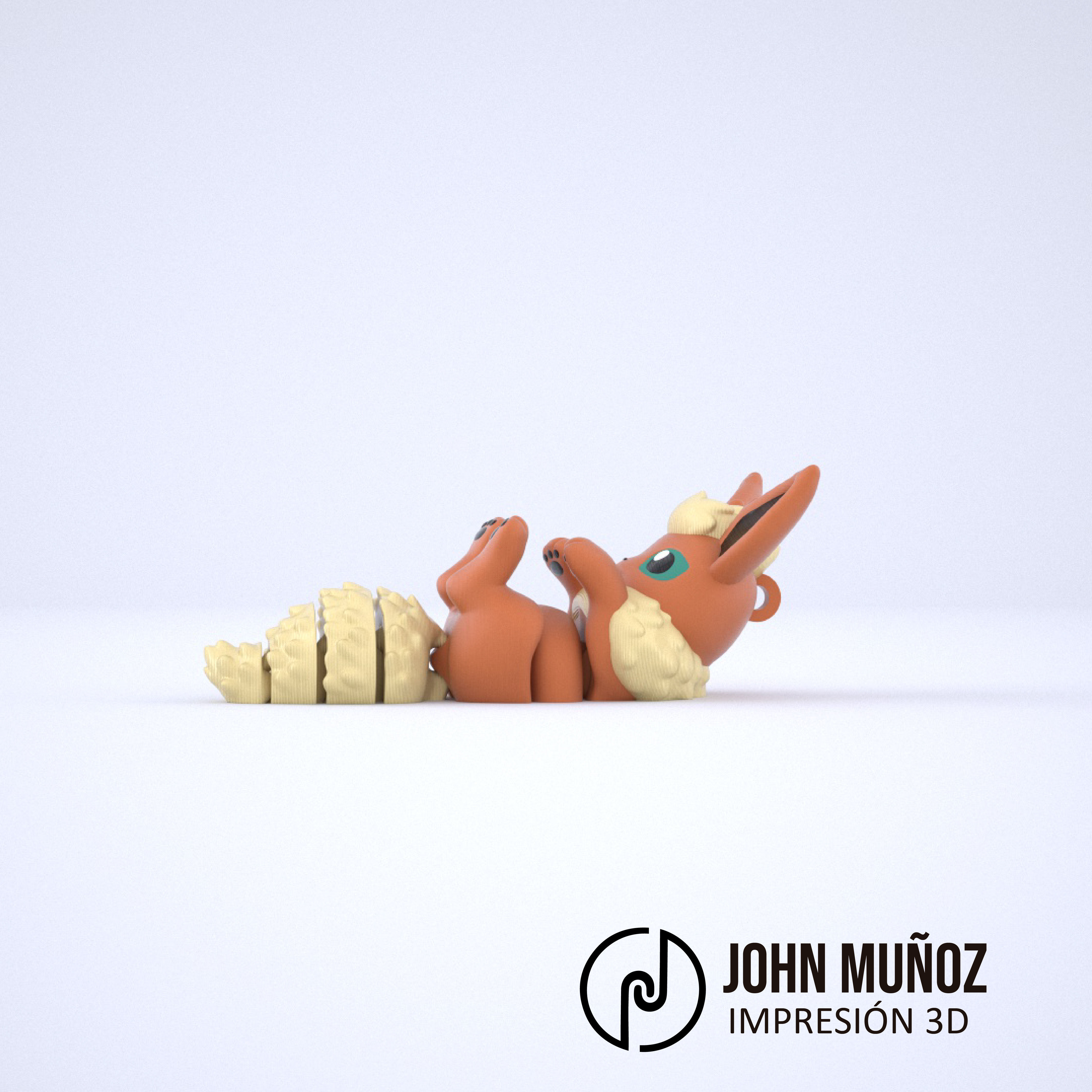 Flareon Articulated Version and Keychain 3D print model_3