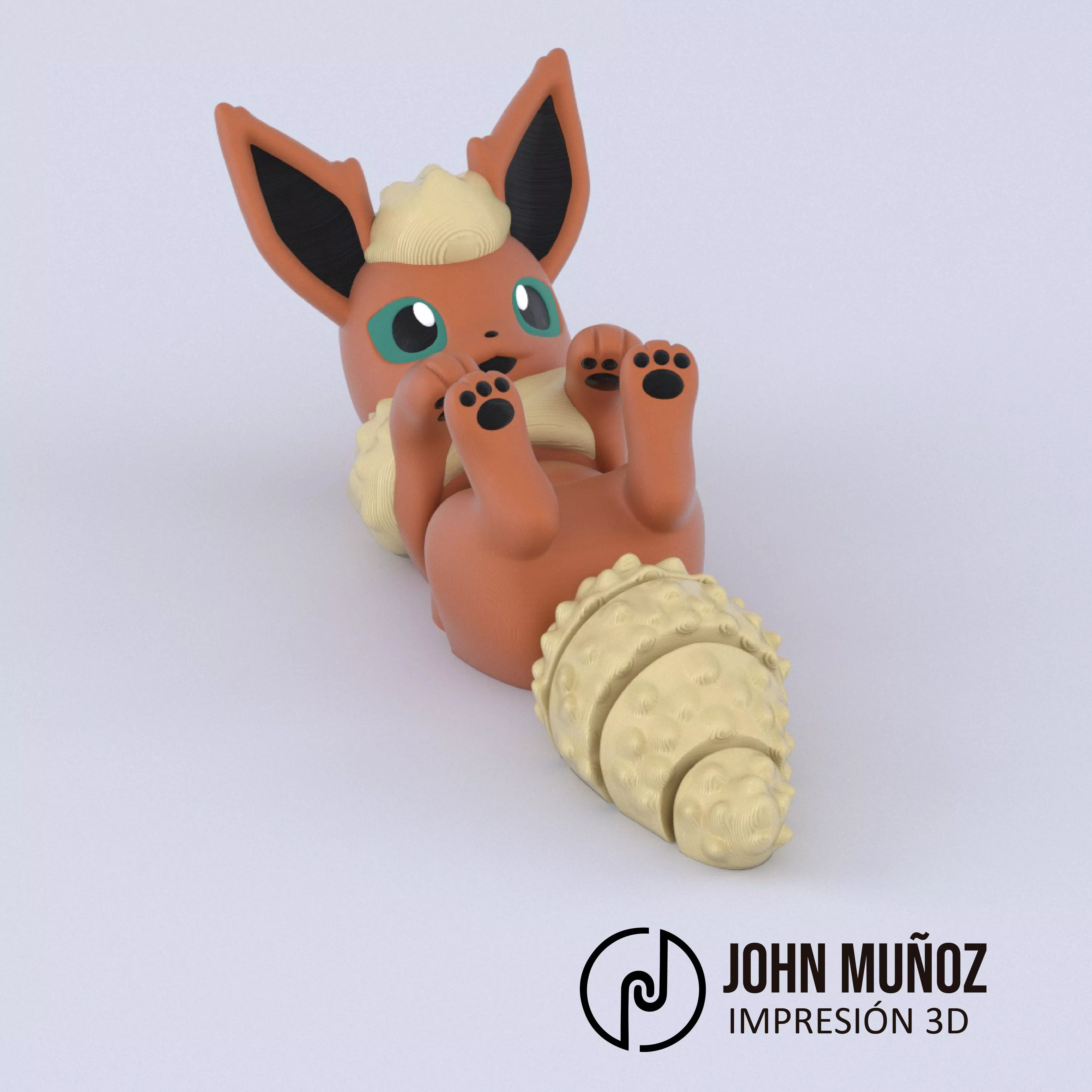 Flareon Articulated Version and Keychain 3D print model_0