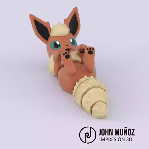 Flareon Articulated Version and Keychain 3D print model Flareon Articulated Version and Keychain 3D print model