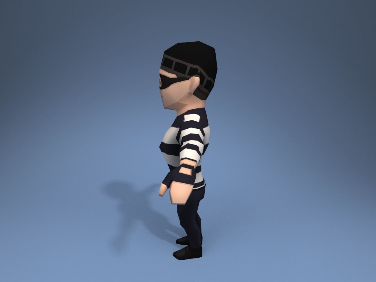 Thief man in prison uniform Low-poly 3D model_3