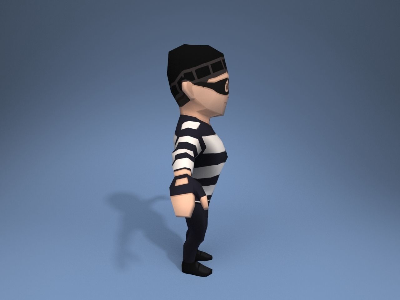 Thief man in prison uniform Low-poly 3D model_7