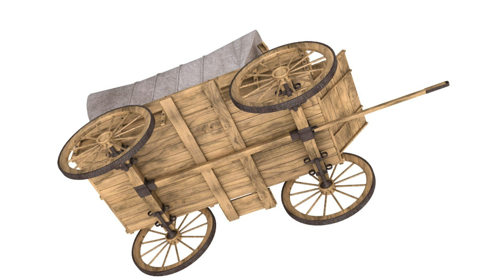 wooden wagon collection 3D model_3
