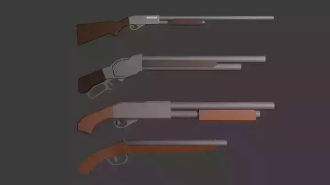 Low poly shotguns Low-poly 3D model