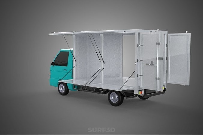 CUBE VAN BOX DROP SIDE TAILGATE REAR GATE DOOR PICKUP TRUCK CAR 3D model 3