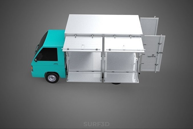 CUBE VAN BOX DROP SIDE TAILGATE REAR GATE DOOR PICKUP TRUCK CAR 3D model 2