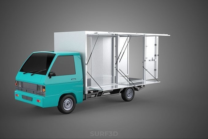 CUBE VAN BOX DROP SIDE TAILGATE REAR GATE DOOR PICKUP TRUCK CAR 3D model 7