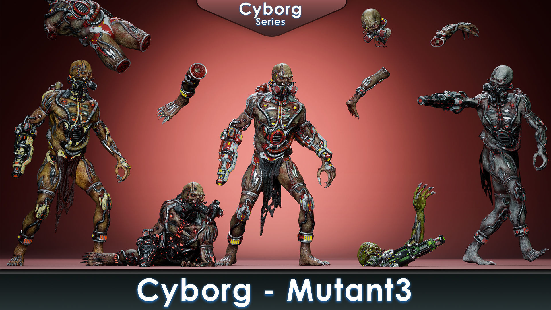 Cyborg Monsters pack 3D Model Collection_12