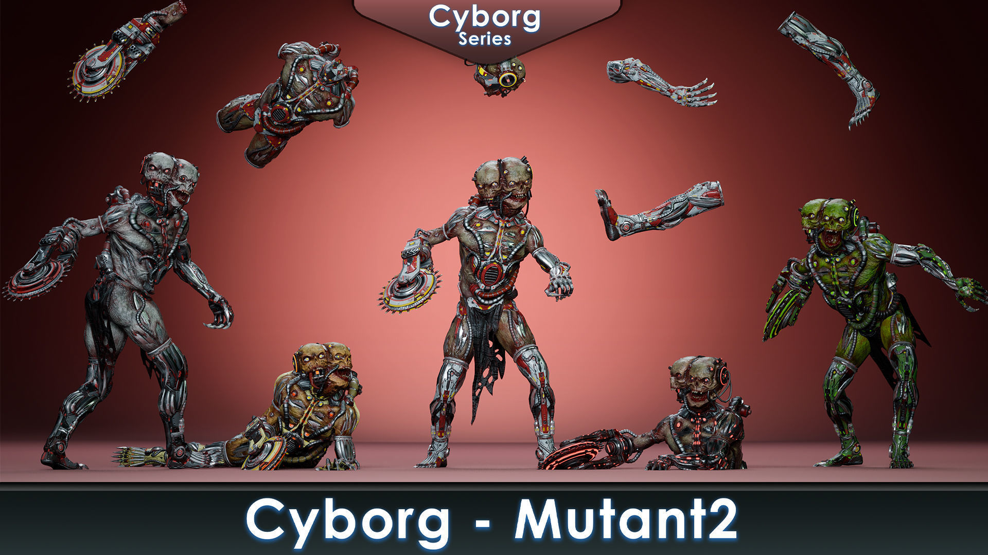 Cyborg Monsters pack 3D Model Collection_13