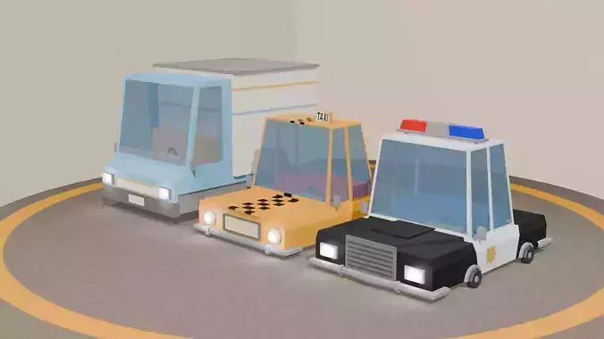 Stylized Low Poly Cars Bundle Game Ready