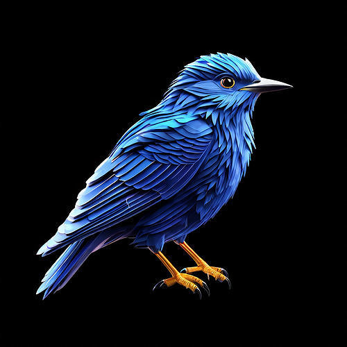 Stylized Blue Bird 3D Model Low-poly 3D model
