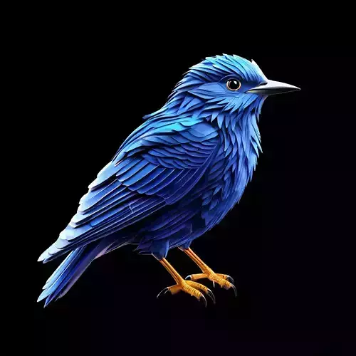 Stylized Blue Bird 3D Model Low-poly 3D model