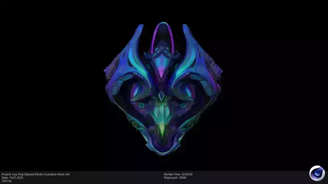 Low Poly Stylized Mystic Guardian Mask