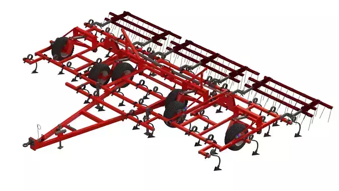 WG 0038 - Field cultivator 8m Low-poly 3D model