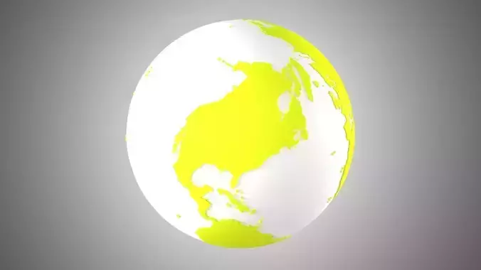 Solid Color Yellow White Globe 3D model