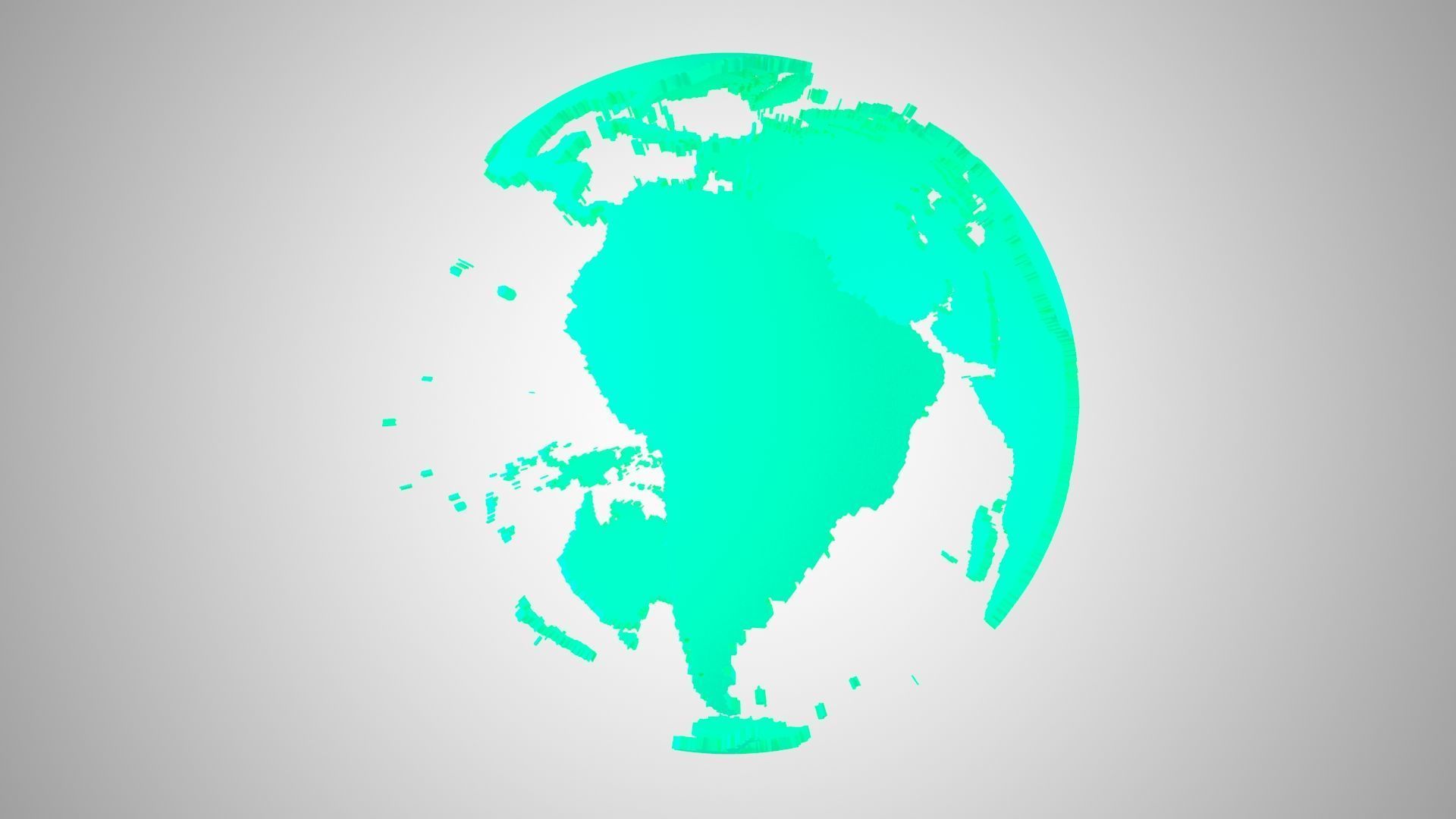 Globe Shell light teal green 3D model_1