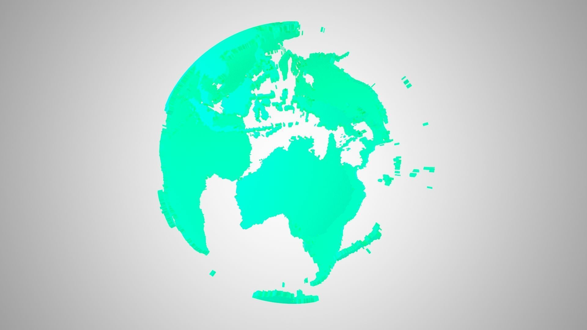 Globe Shell light teal green 3D model_5