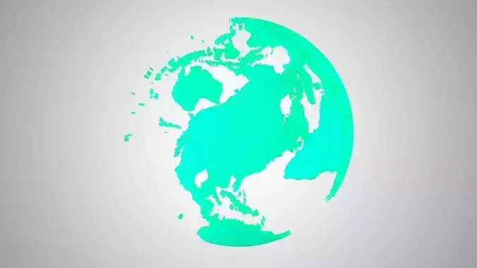 Globe Shell light teal green 3D model