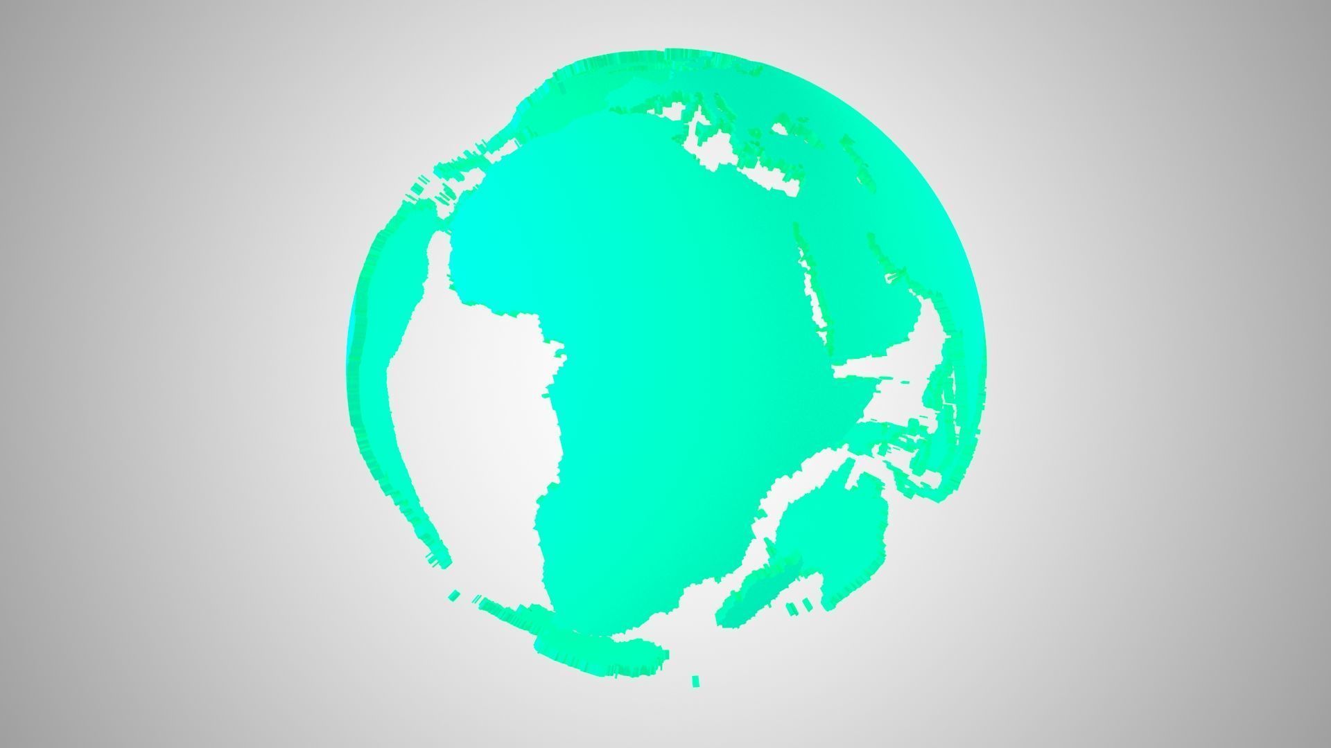 Globe Shell light teal green 3D model_2