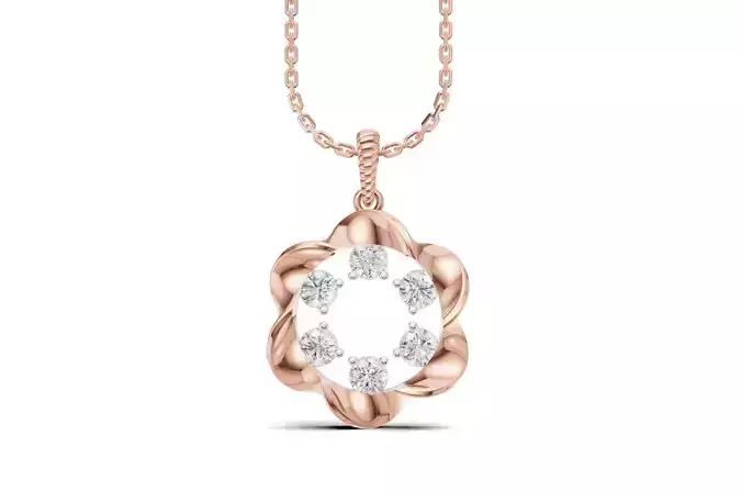 Diamond Circle Flower Pendant       