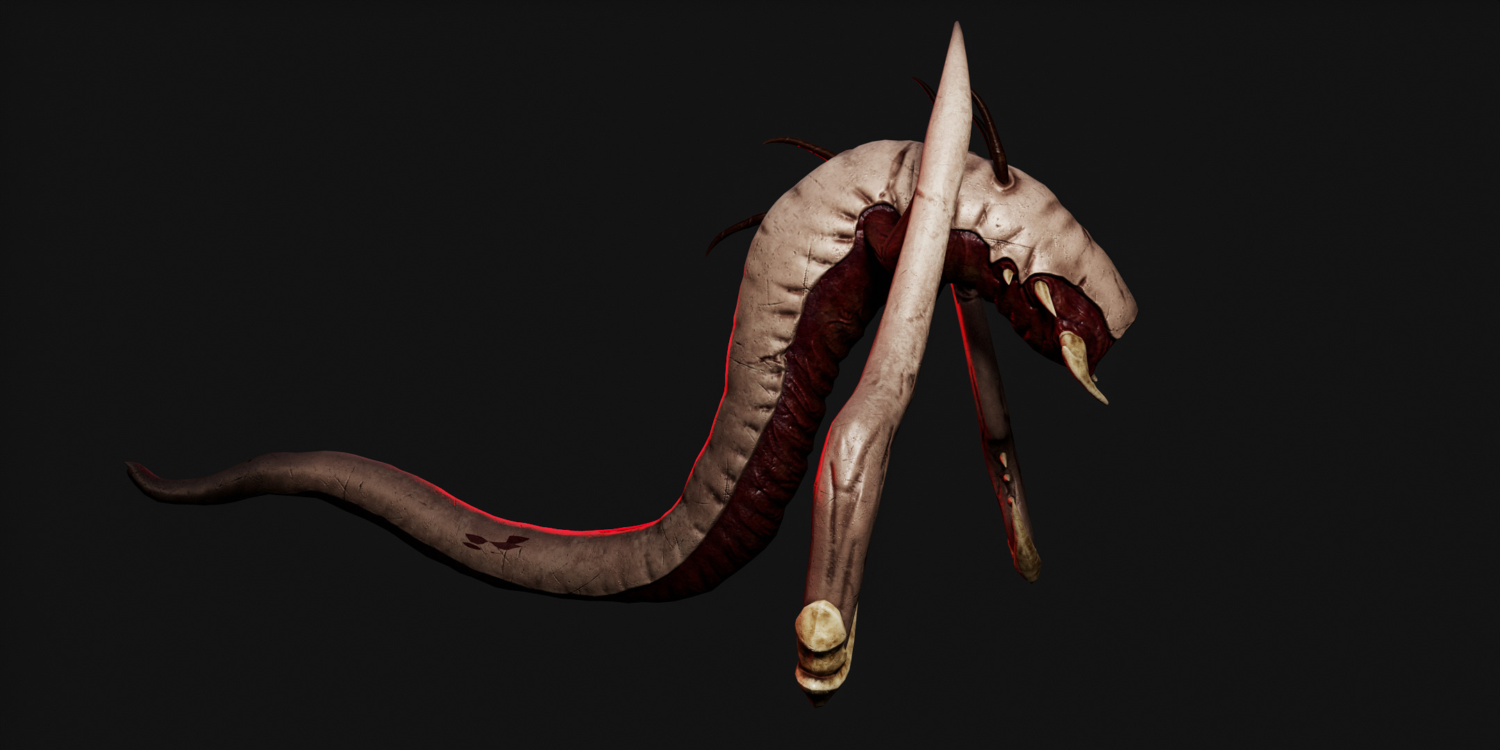 Alien Worm Creature Low-poly 3D model_6