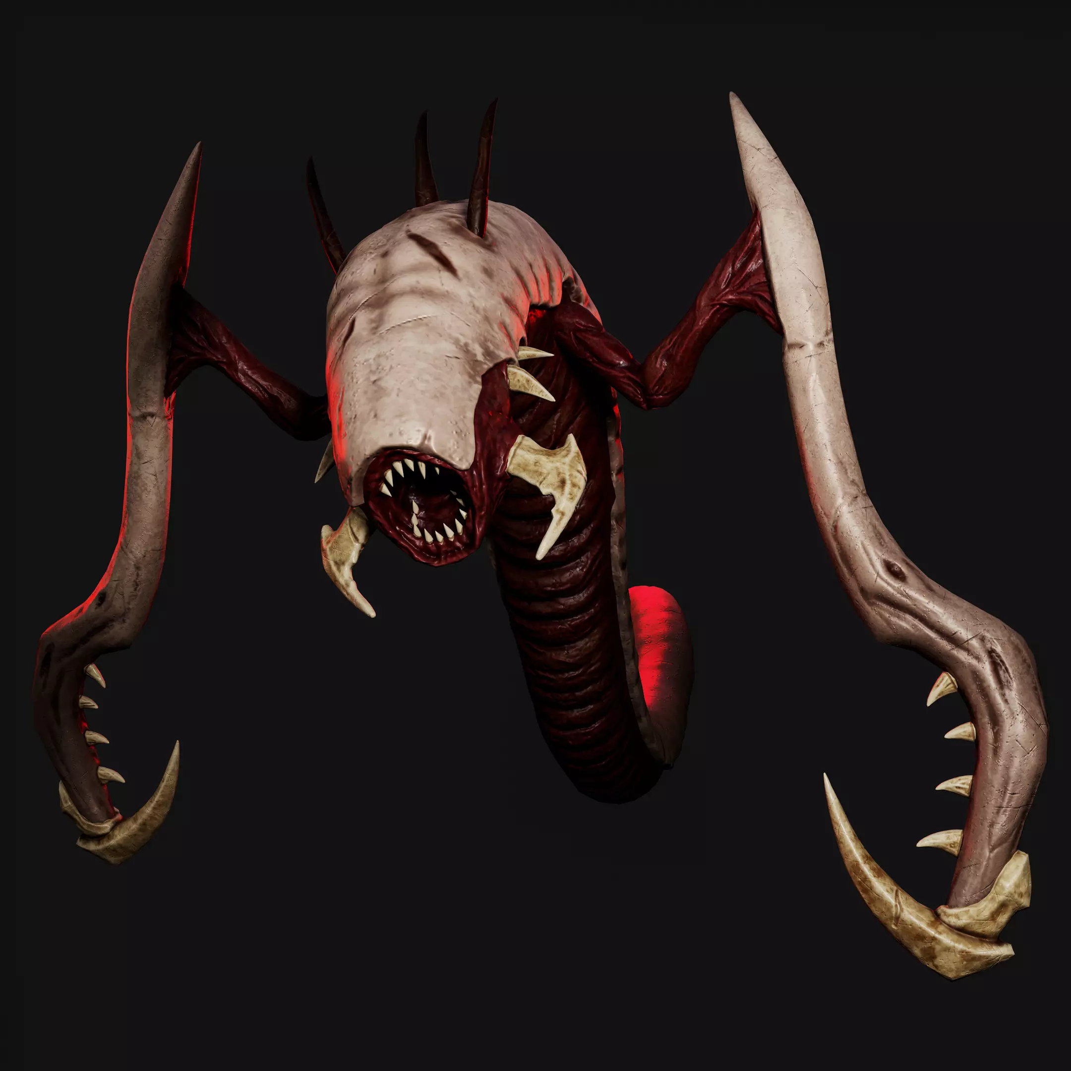 Alien Worm Creature Low-poly 3D model_0