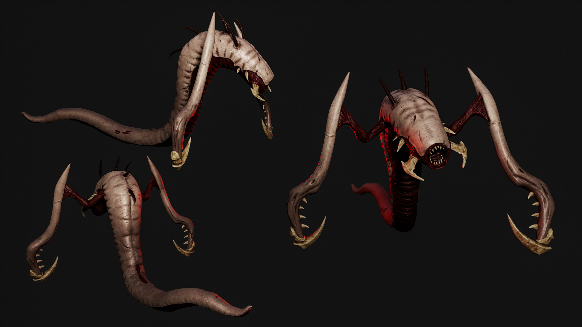 Alien Worm Creature Low-poly 3D model_3
