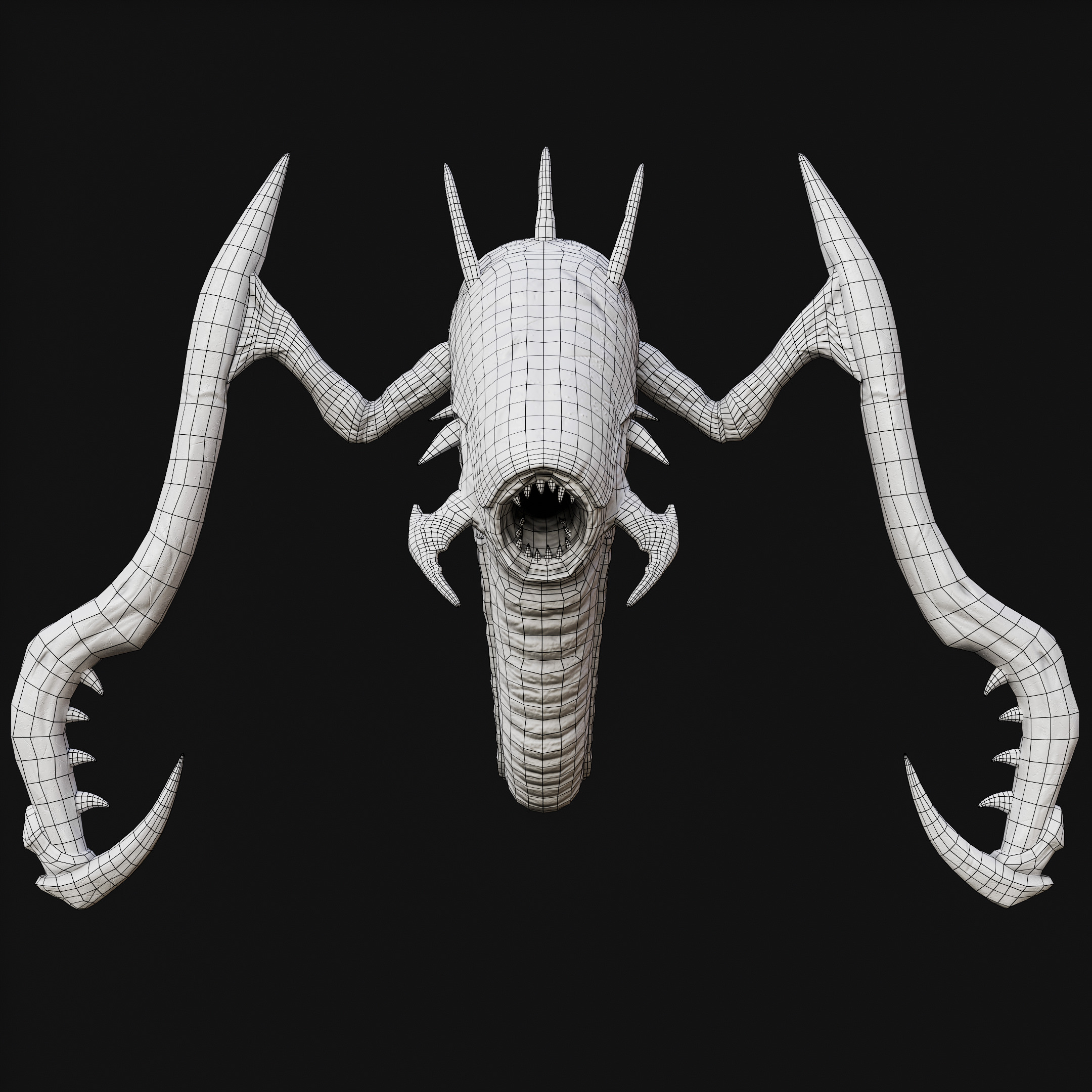 Alien Worm Creature Low-poly 3D model_9
