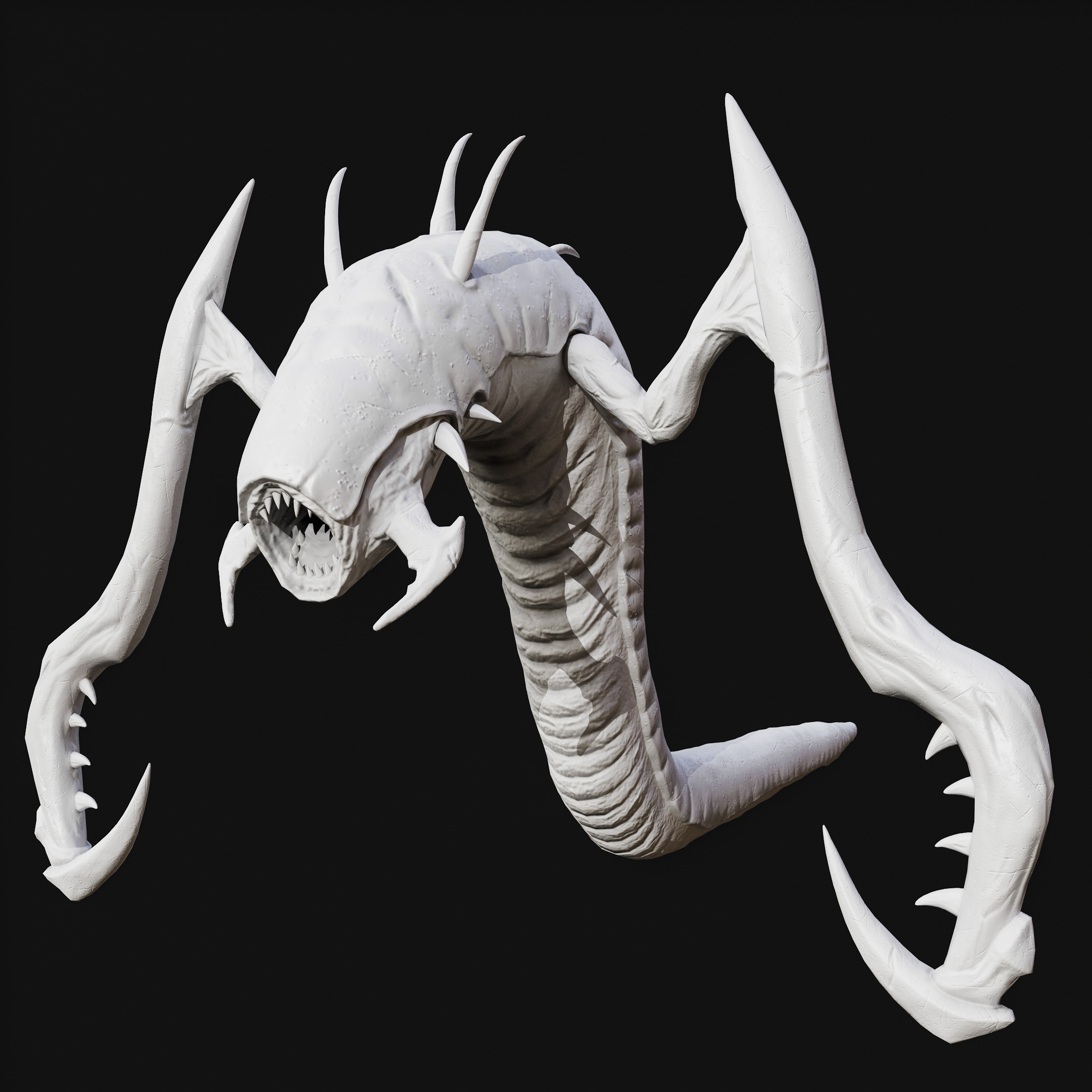 Alien Worm Creature Low-poly 3D model_5