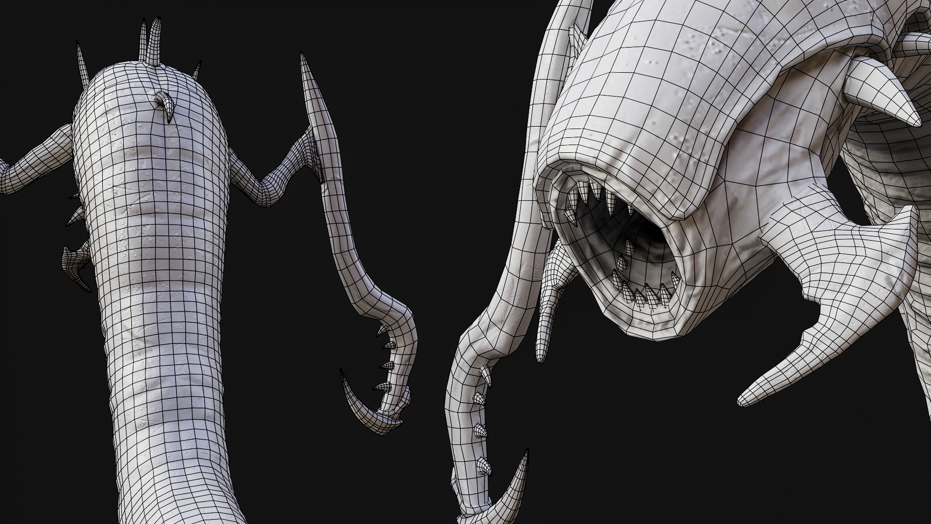 Alien Worm Creature Low-poly 3D model_4