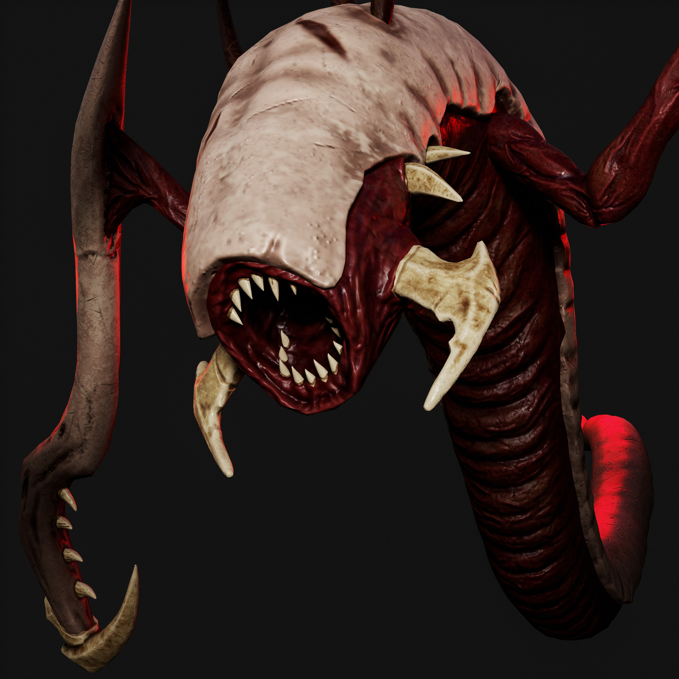Alien Worm Creature Low-poly 3D model_7