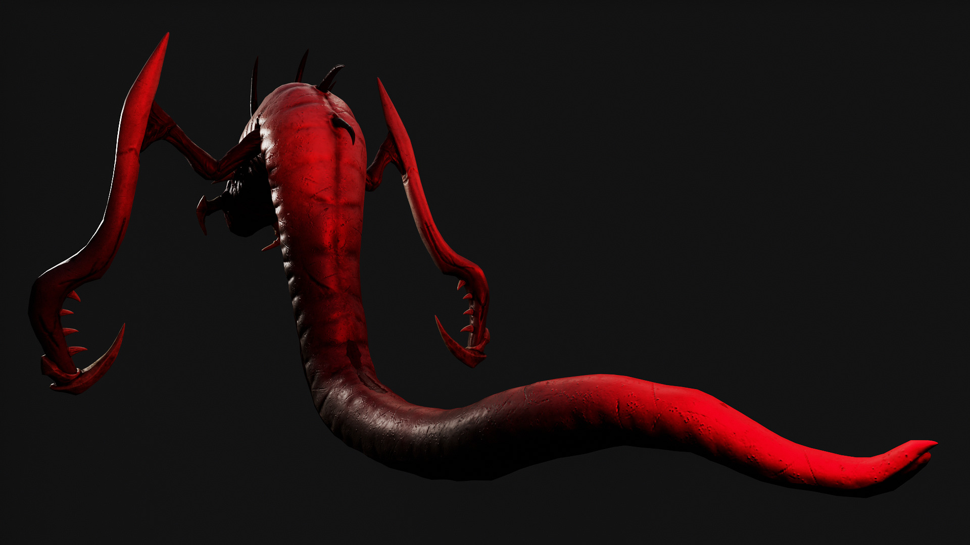 Alien Worm Creature Low-poly 3D model_2