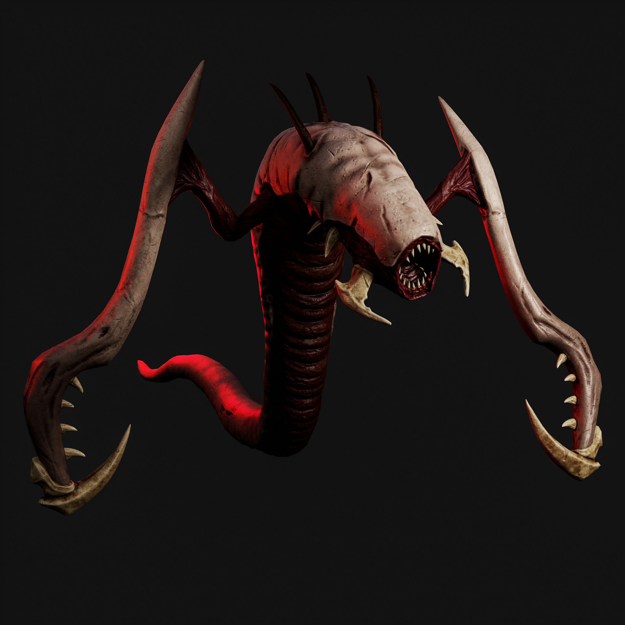 Alien Worm Creature Low-poly 3D model_8