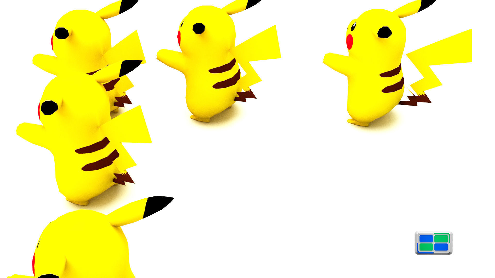 Pikachu Model group of figurines Low-poly 3D model_2