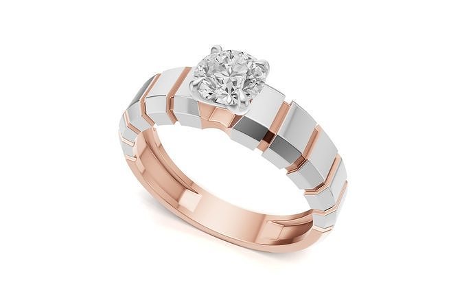 Solitaire Diamond Geometric Mens Band 3D print model