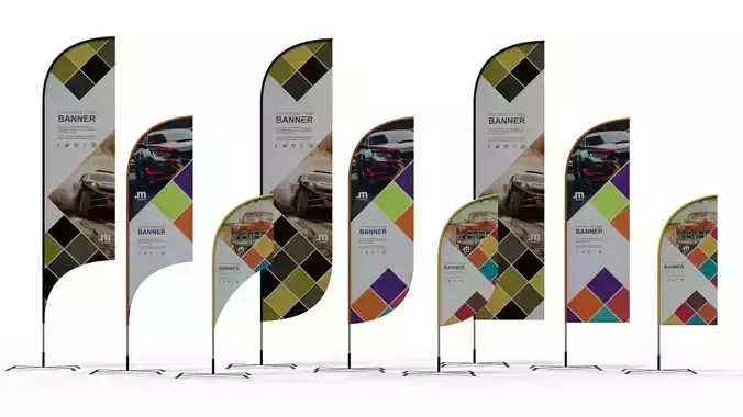 Banner Commercial Flags 3D model