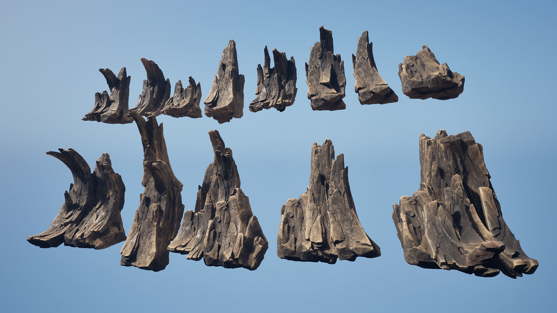 Claw rocks Low-poly 3D model_6