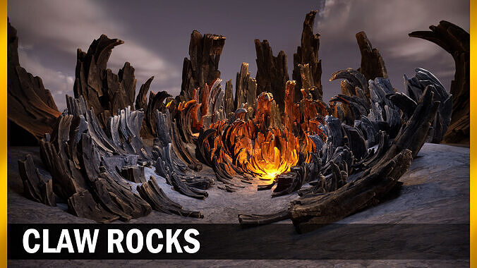 Claw rocks Low-poly 3D model