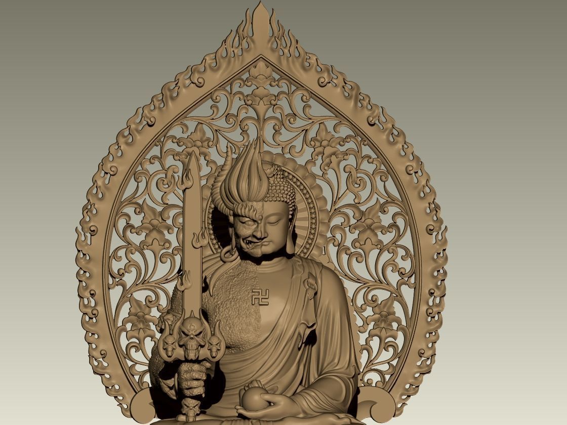 Buddha of Duality Good and Evil STL 3D print model_5