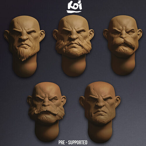 Guildmarch Militia - Veterans Head Set 3D print model