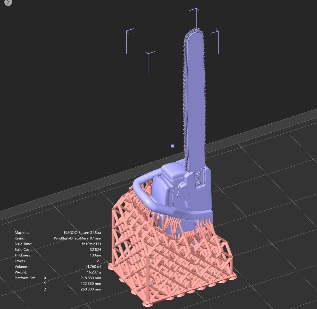 Chainsaw 3D printing ready pre supported 3D print model_8