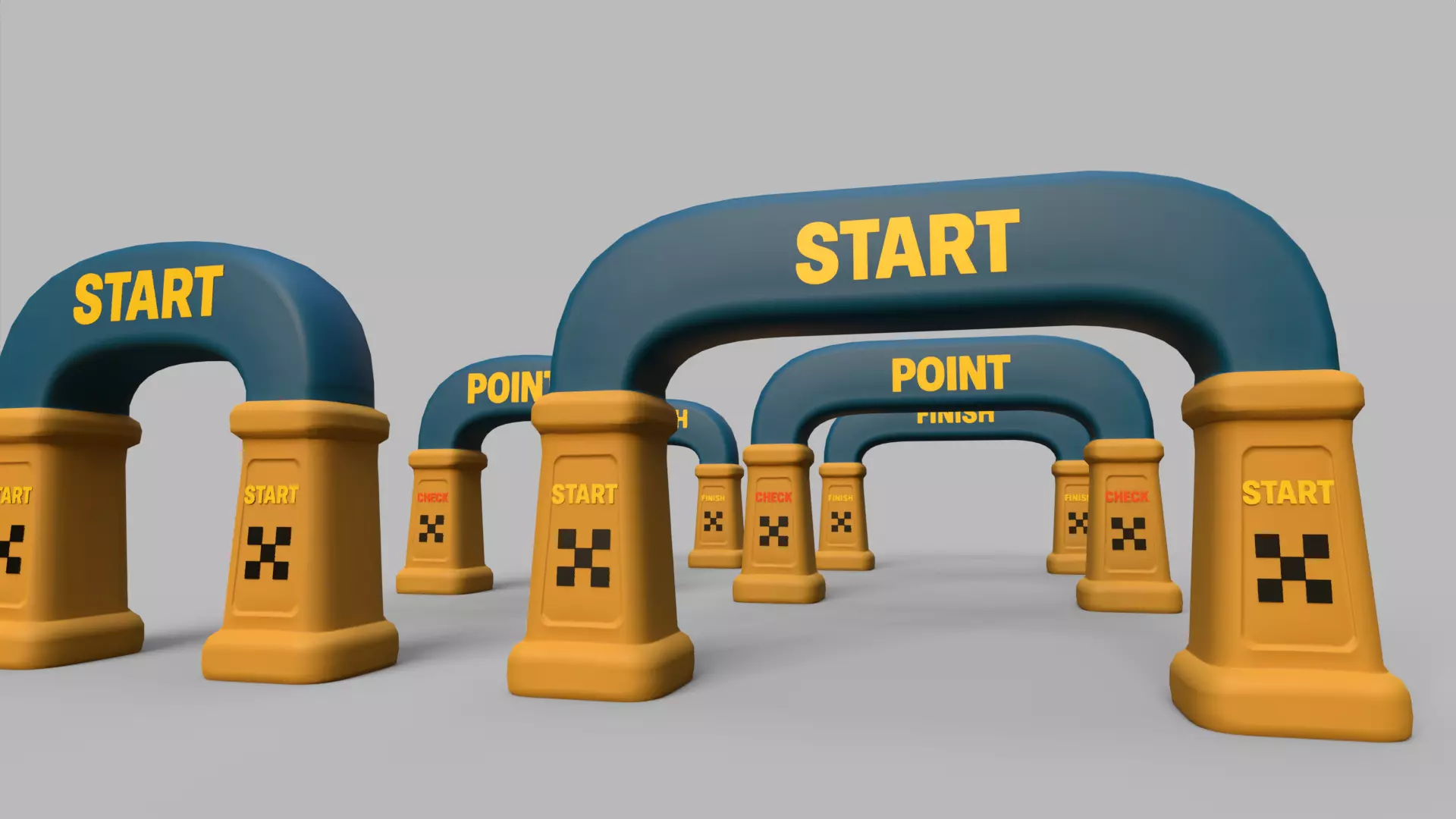 Stylized Race Gates Pack  Start Checkpoint Finish Low-poly 3D model_9