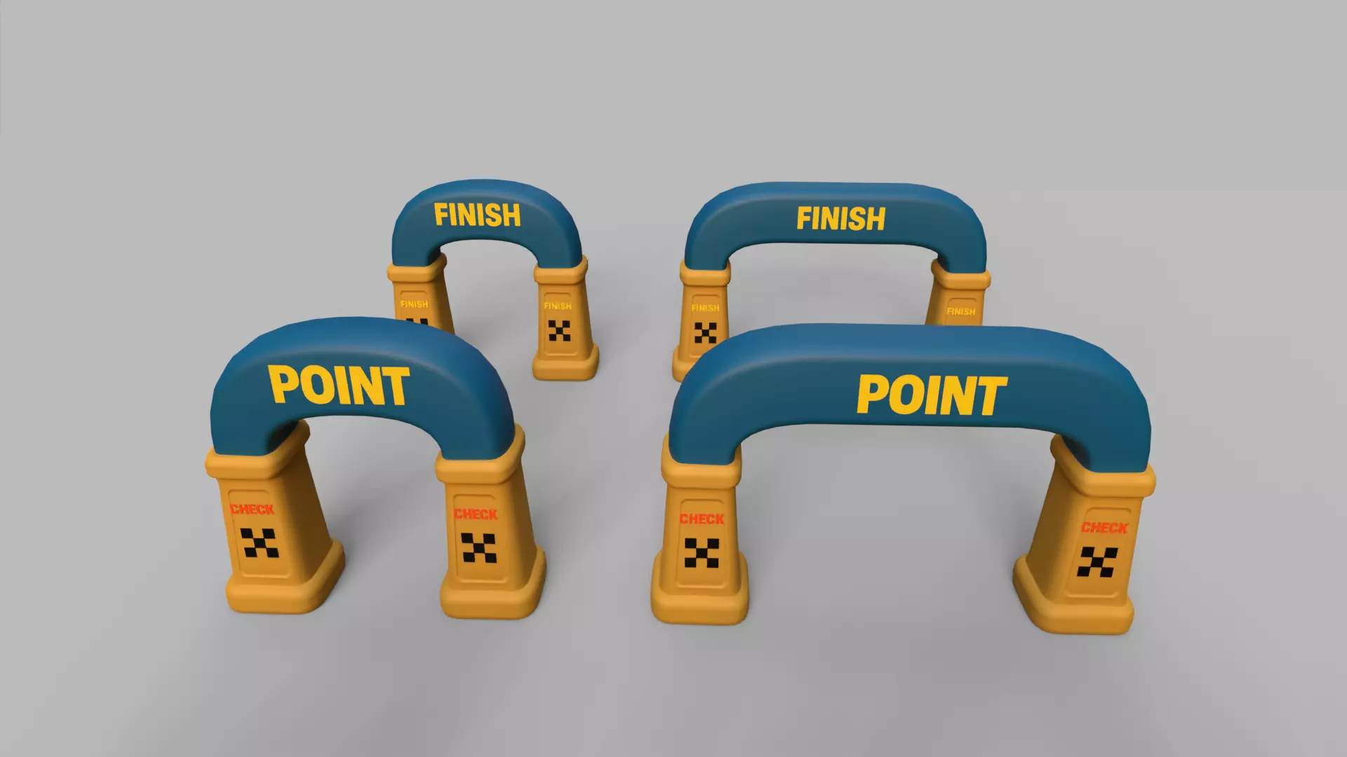 Stylized Race Gates Pack  Start Checkpoint Finish Low-poly 3D model_11