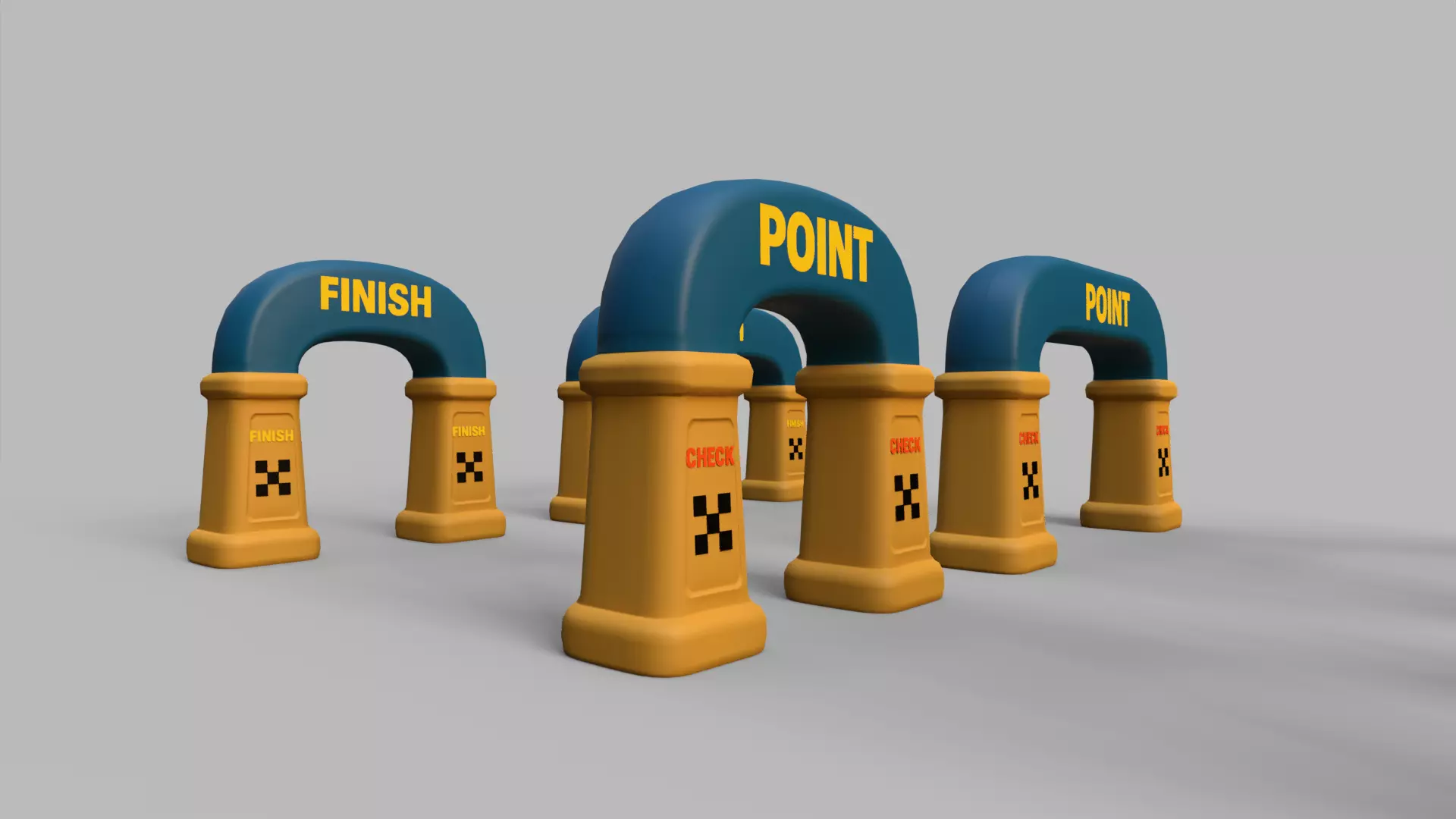 Stylized Race Gates Pack  Start Checkpoint Finish Low-poly 3D model_10