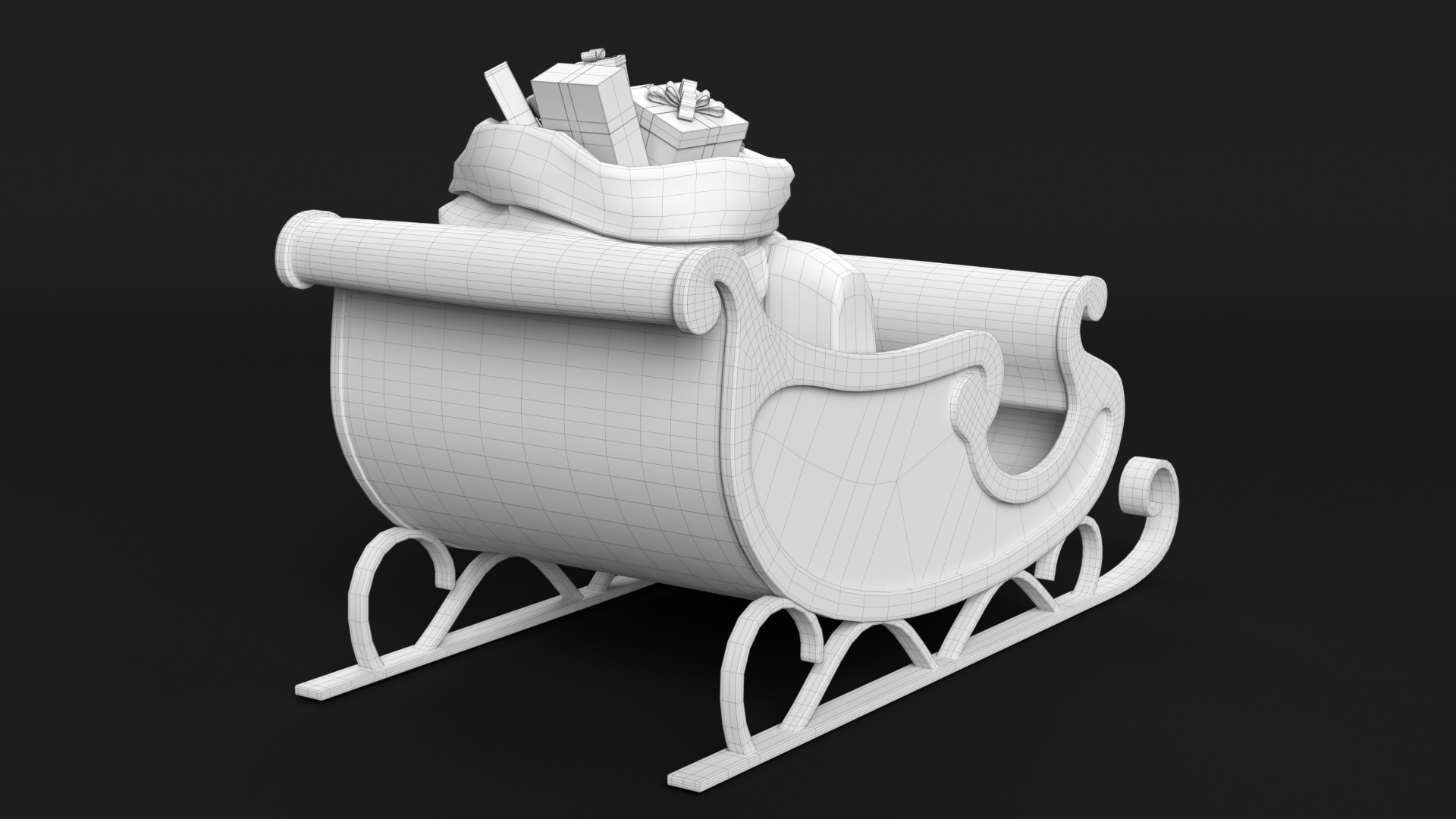 Santa Sleigh 3D model_12